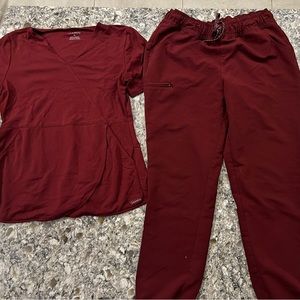 Jaanuu burgundy scrub set (top and bottom)